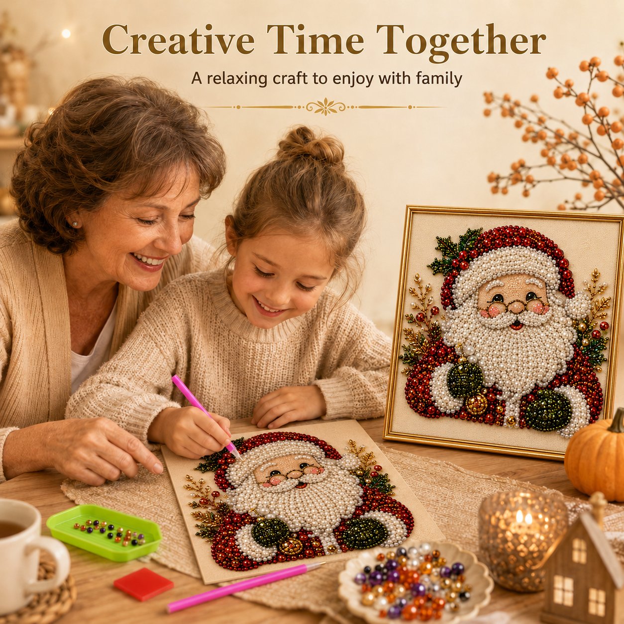 💎DIY Christmas Pearl Art Kit – Create, Frame & Display