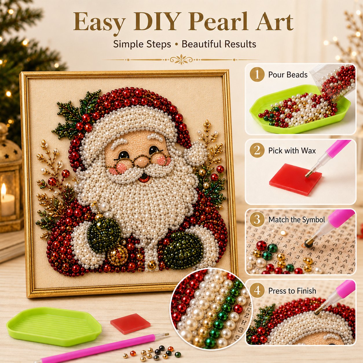 💎DIY Christmas Pearl Art Kit – Create, Frame & Display