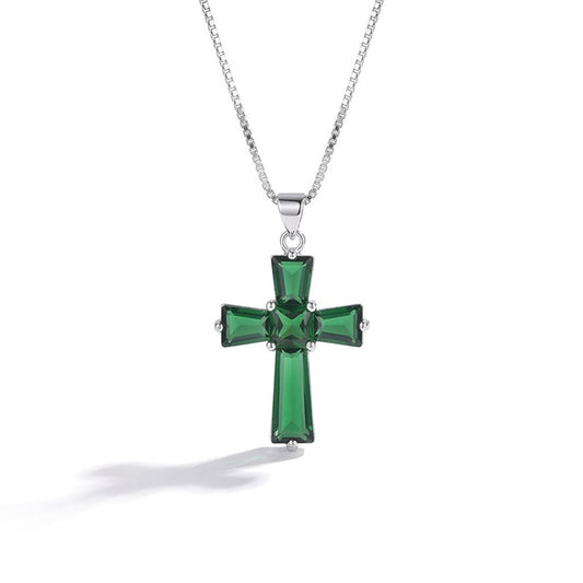 Classic Emerald-Cut Cross Pendant Necklace